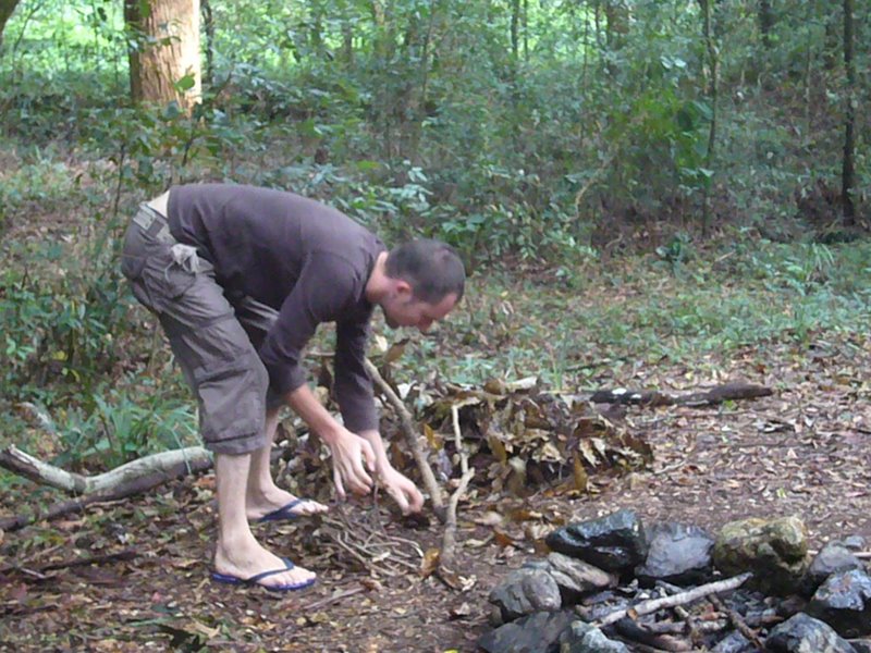 Building a campfire